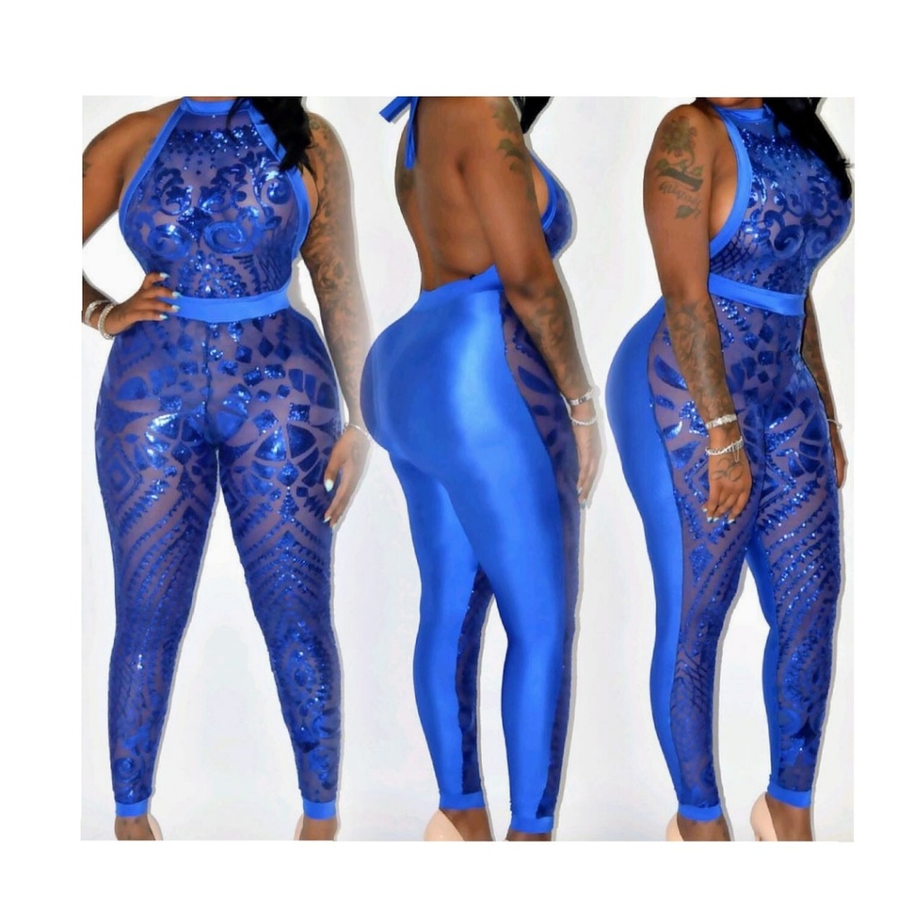 Sequin halter jumpsuit